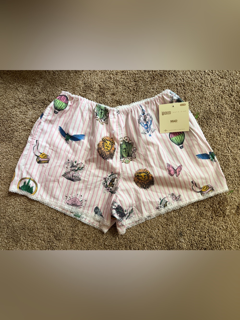 Wicked Lady Pink Striped Printed Sleep Shorts size small BNWT Retail $16